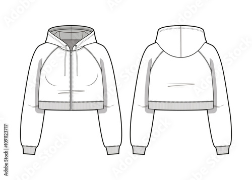 Cropped Zip Ranglan Hoodie