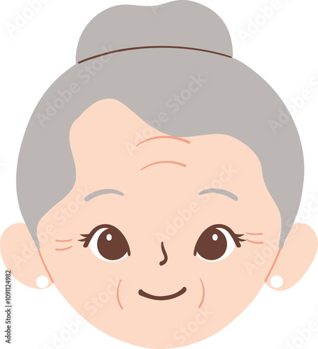 Hand Drawn Flat Grandma Cartoon Face