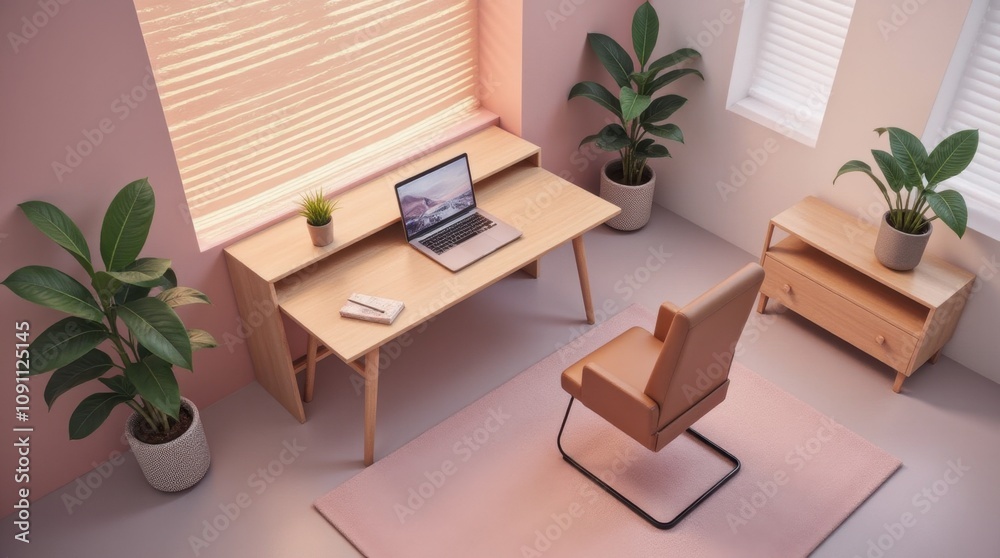 Fototapeta premium Cozy Home Office Illustration