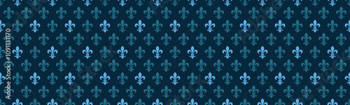 Silhouette party at carnival elegance. King medieval of unique fleur de lys. Decorative revival and textile graphic.