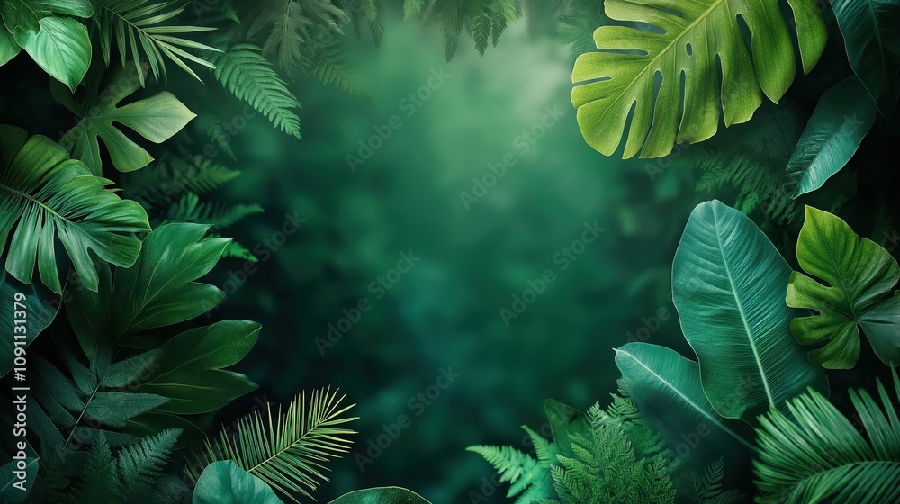 Fototapeta premium Green Leaf Background created with Generative AI Technology, ai, generative