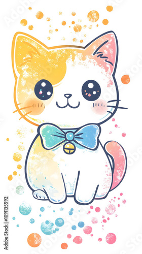  Cute cartoon kitten with a playful and funny expression