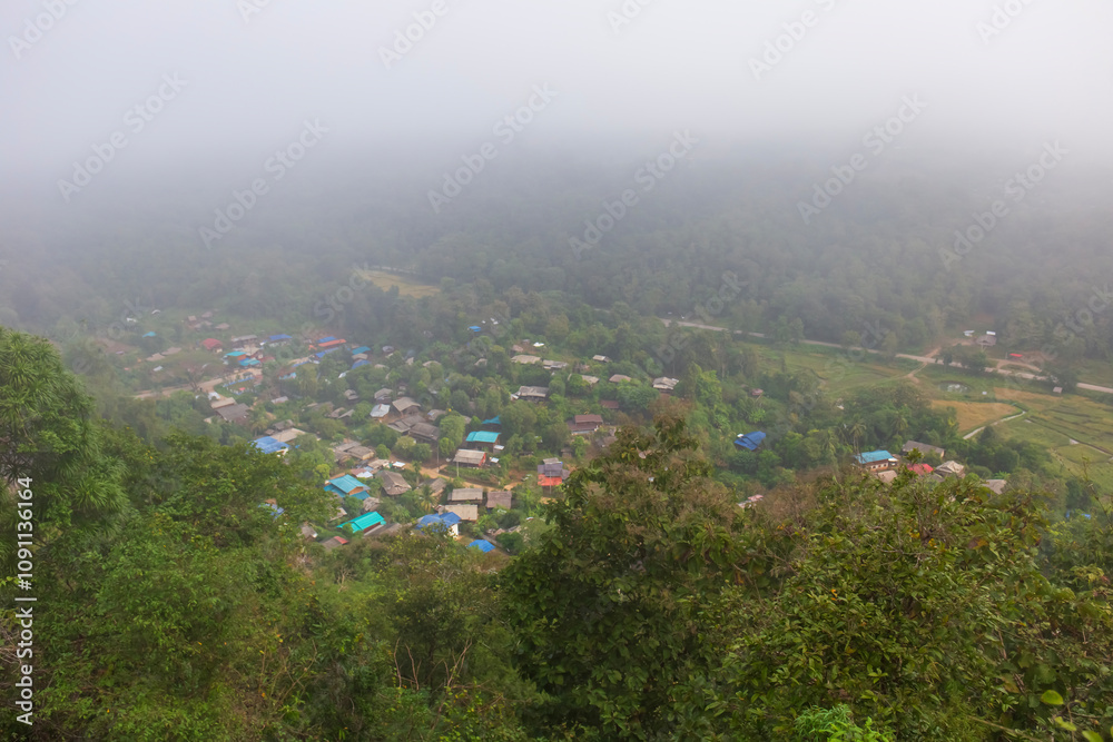 Obraz premium November 19, 2024 High angle view, Mae Usu Village, Tak, Thailand