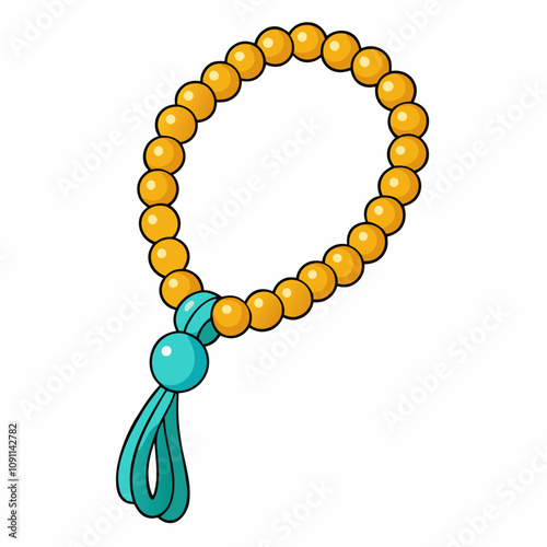 Prayer Beads Vector Art on White Background