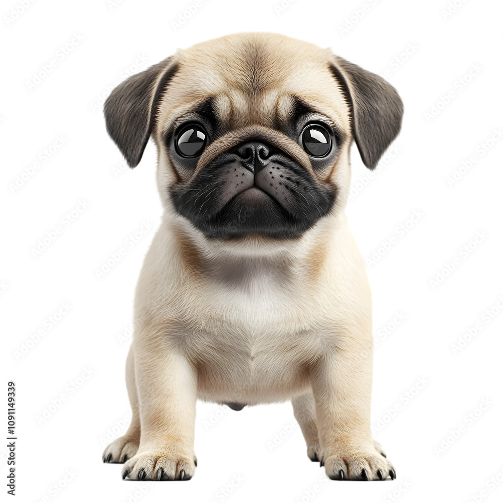 Fototapeta premium Playful pug puppy home setting cute animal photography indoor environment close-up view pet love concept