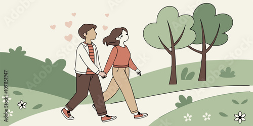 Couple or boyfriend walking hand in hand
