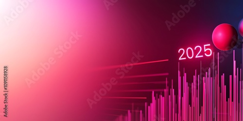 2025 business analytics concept. A vibrant digital design featuring a futuristic graph and the year 2025, symbolizing growth and progress in technology and data.