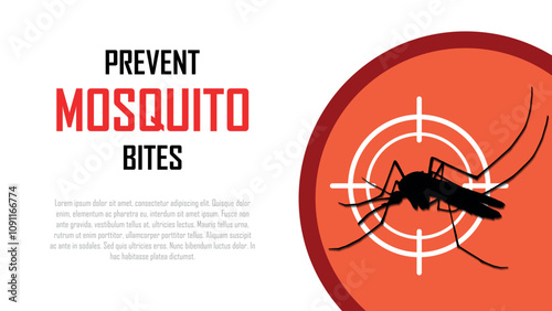 Prevent mosquito bites, avoid dengue fever, no malaria, awareness campaign banner, protect the body, stop spreading infection, epidemic control, copy space for text