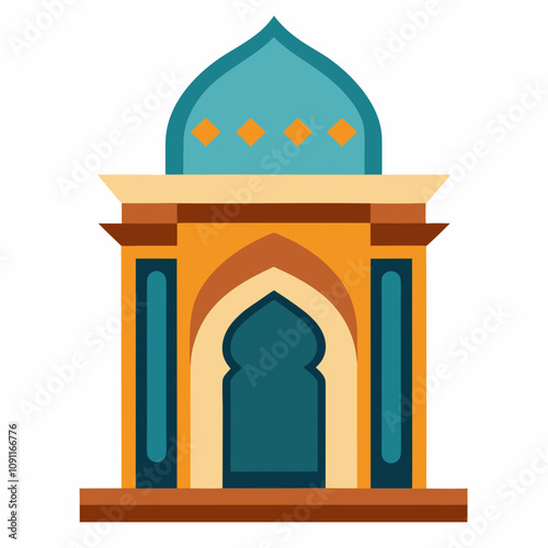 Mihrab Prayer Niche Vector Illustration on White