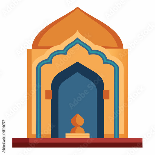 Mihrab Prayer Niche Vector Illustration on White