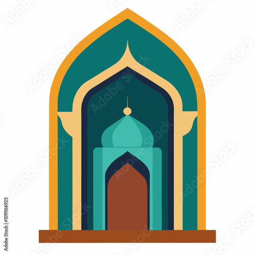 Mihrab Prayer Niche Vector Illustration on White