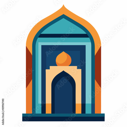 Mihrab Prayer Niche Vector Illustration on White