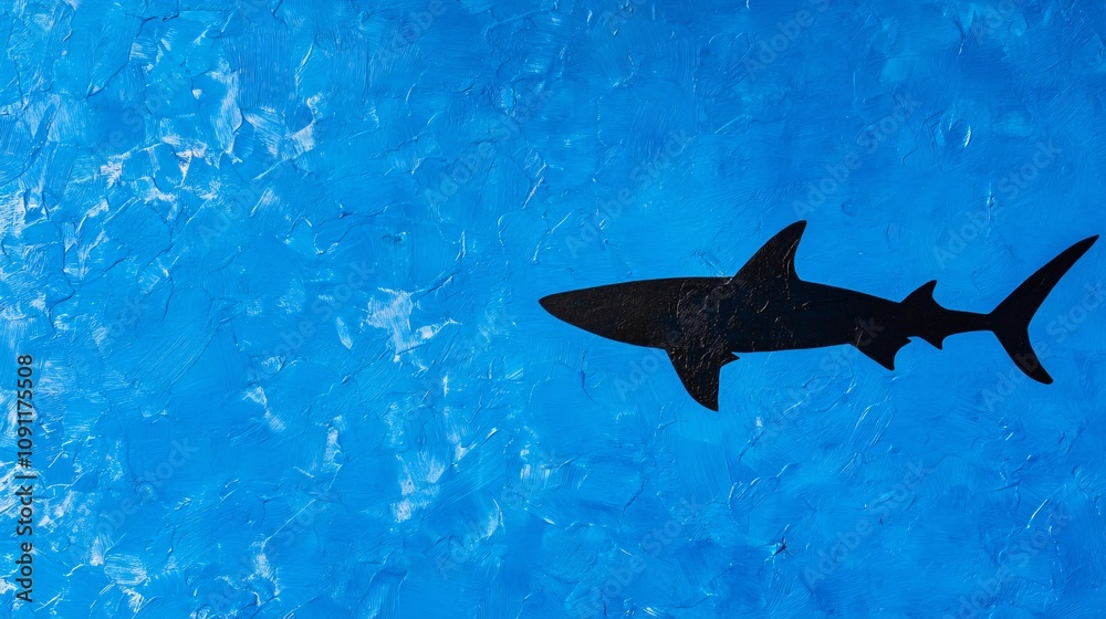 Obraz premium Serene Shark Silhouette in Radiant Blue - Minimalistic Aquatic Beauty