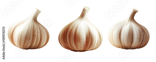 Fresh garlic bulbs with smooth skin and unique shapes
