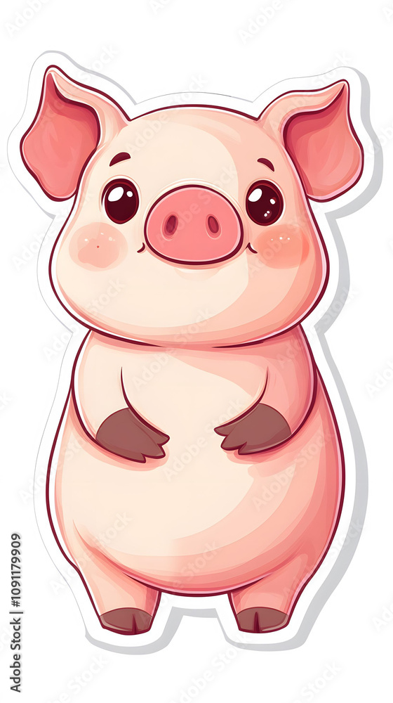Fototapeta premium Cute Pig Holding a Heart