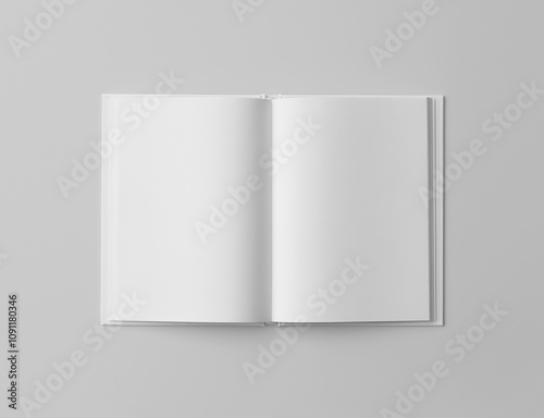 Blank white book mock-up on soft gray background. 3d rendering.
Opened White Book. Blank Cover Of Magazine, Book, Booklet, Brochure Isolated On White Background. Mock Up Template. 3D rendering.