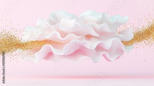 Dynamic abstract composition of flowing fabric and glitter studio environment digital art modern aesthetic