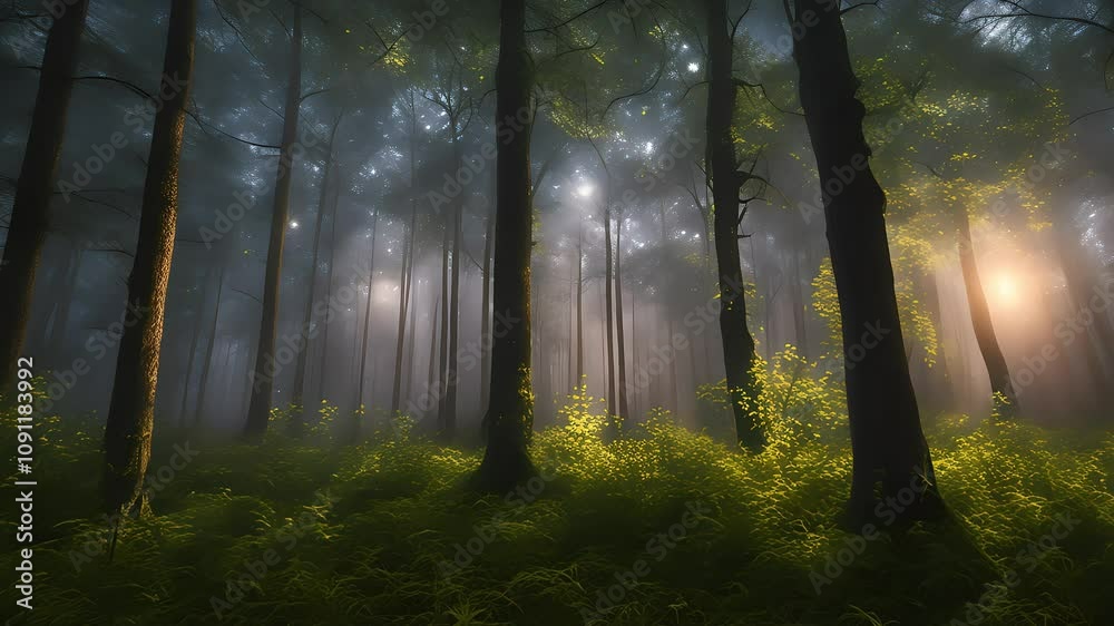 custom made wallpaper toronto digitalMisty Forest: Sunbeams Through Trees
