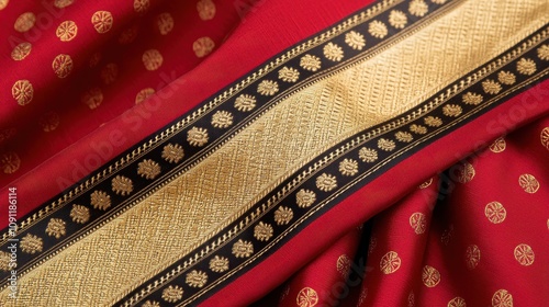 Traditional indian saree fabric india textile close-up cultural heritage elegant design handcrafted craftsmanship