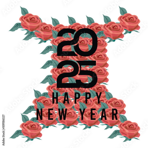 2025 colorful Happy New Year card. Vector