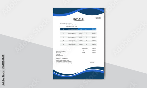  minimal corporate business invoice design template vector illustration bill form price invoice . creative  invoice template .
