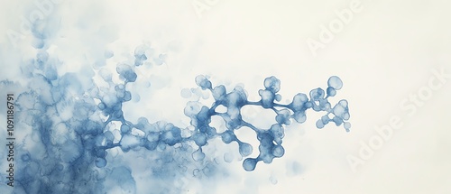 Paint a watercolor representation of a protein structure at eye level, showcasing delicate textures and subtle gradients with a soft, ethereal vibe