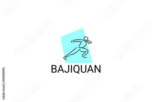 baji quan or "rake fist"  sport vector line icon. sportman, fighting stance. sport pictogram illustration.