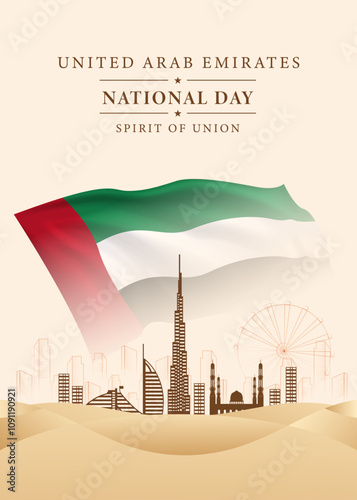 Dubai united Arab Emirates, United Arab Emirates National Day design illustration vector