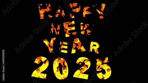 Beautiful illustration of Happy New Year 2025 with plain black background