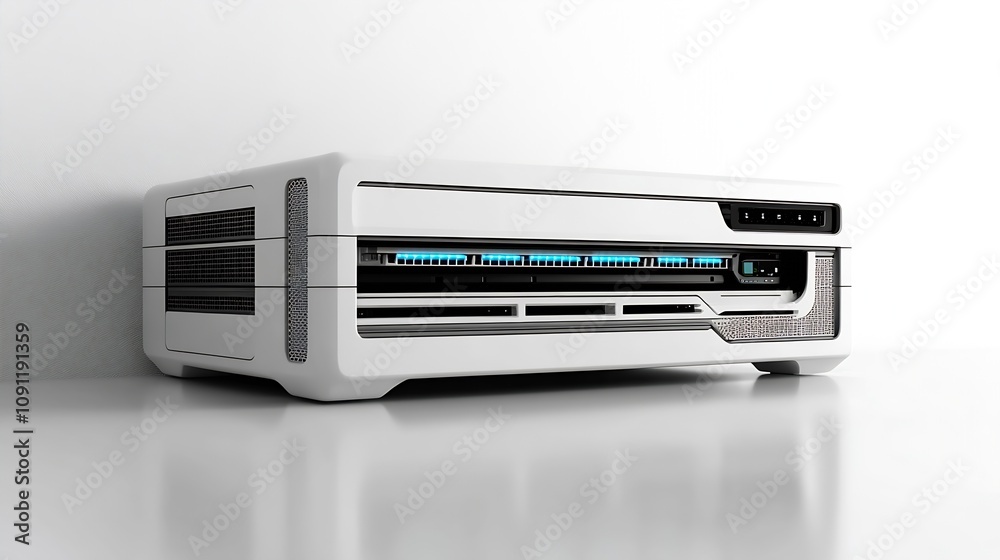 Fototapeta premium Futuristic High Tech Home Server System in Minimalist White Design : Generative AI