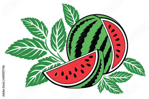 logo with the image of a fresh, multi colored traced fruit in green