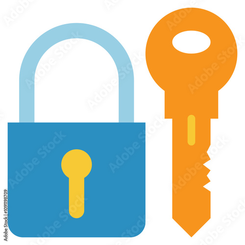 key lock safety security protection icon flat style