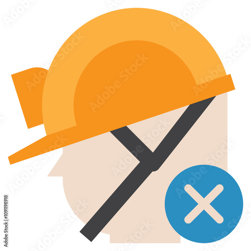 wrong helmet safety protection guideline icon flat style