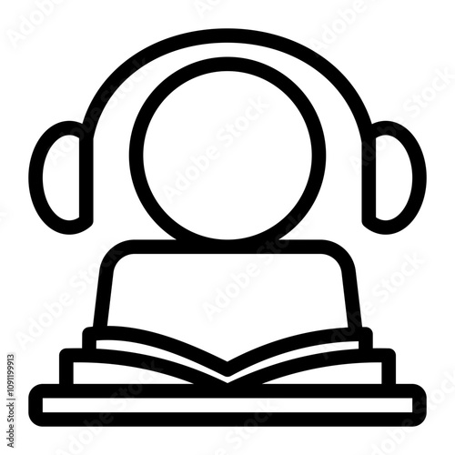 headphone book design vector, audiobook logo design, education audio music book