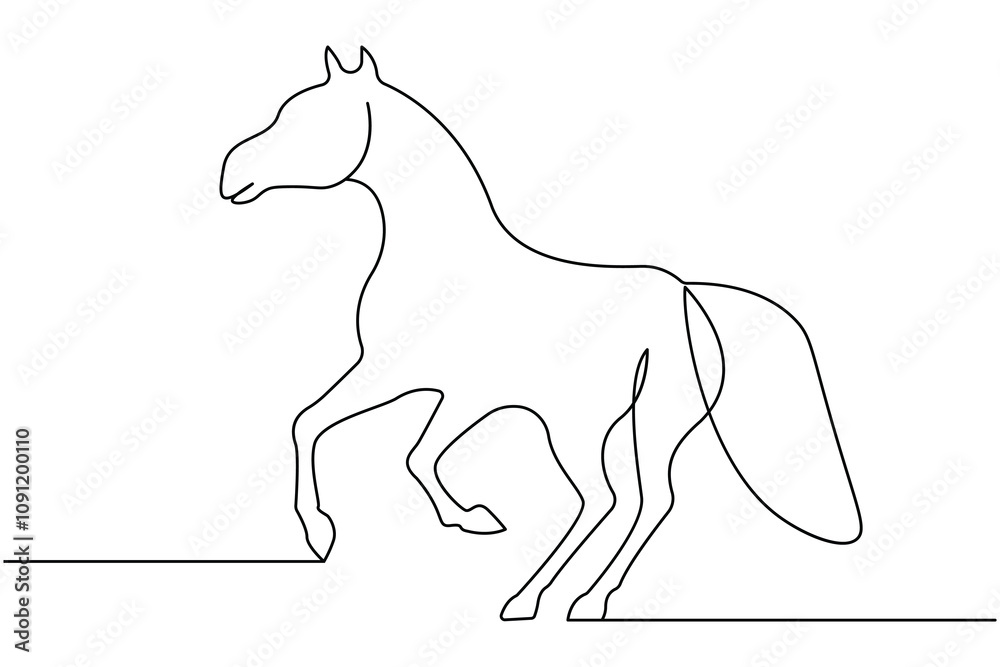 Fototapeta premium Continuous line art of horse isolated flat vector illustration
