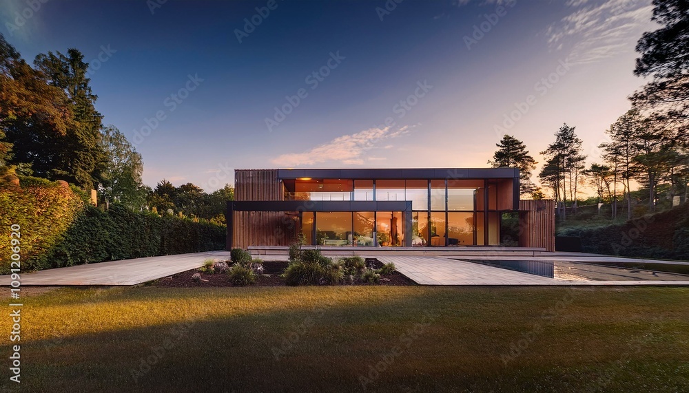 Obraz premium Modern Luxury Villa with Infinity Pool and Scenic Views