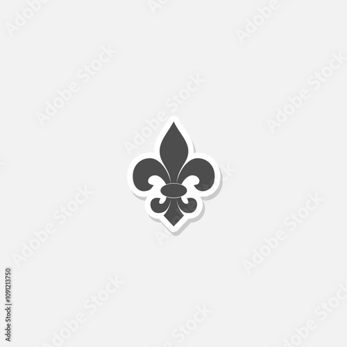 Fleur de lis icon sticker isolated on gray background