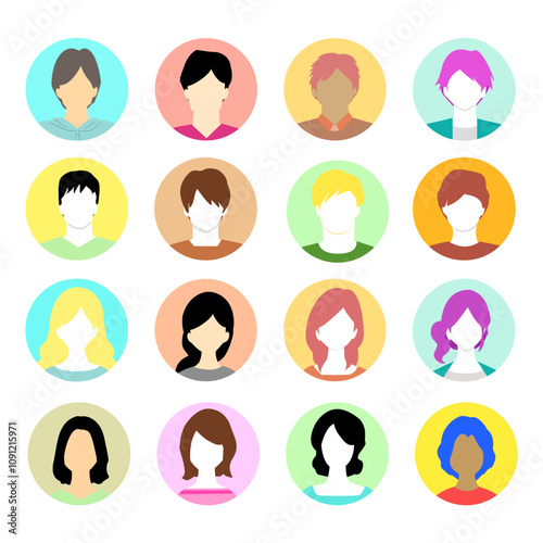 Faceless male and female icon set.