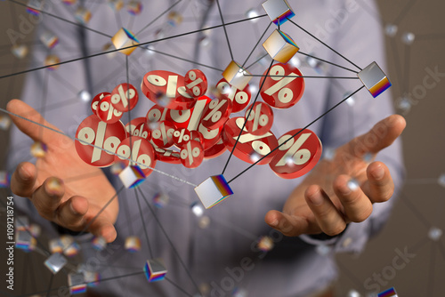 sale digital percent in hand.