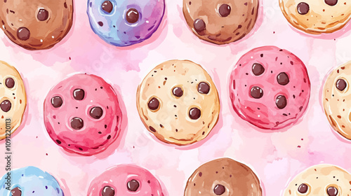 cookies pattern background watercolor style4
