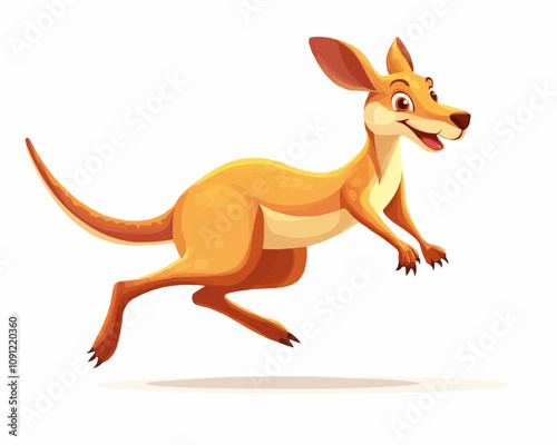 Cartoon funny kangaroo animal character mid-jump. Isolated vector australian animal wallaby funny and cheerful personage featuring exudes energy and happiness. Smiling comic wallaroo jumping motion