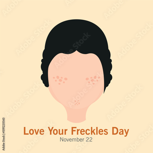 Love Your Freckles Day celebrate on November 22. Illustration of a face full of freckles. Freckles.