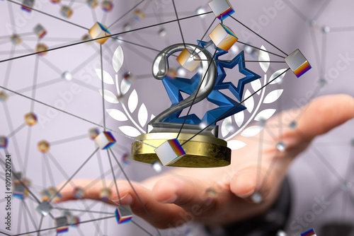 2 ceremony award in hand 3d