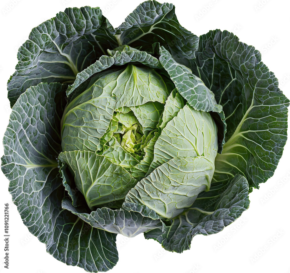 Obraz premium Fresh green cabbage with crisp leaves