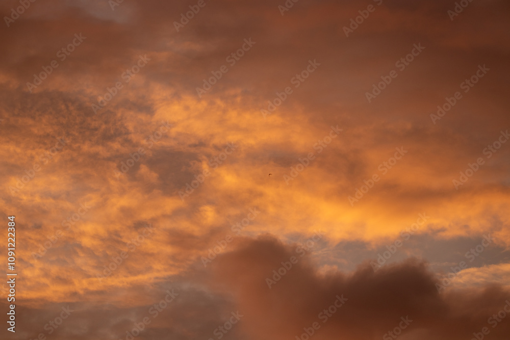 Fototapeta premium An&nbsp;energetic,&nbsp;vibrant&nbsp;orange&nbsp;sunset&nbsp;against&nbsp;the&nbsp;backdrop&nbsp;of&nbsp;Coral&nbsp;Island&nbsp;in&nbsp;Pattaya,&nbsp;Thailand. 