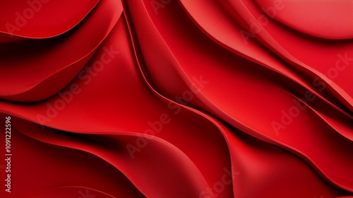 Red abstract background with dynamic waves. Vivid red abstract drapery with flowing waves.