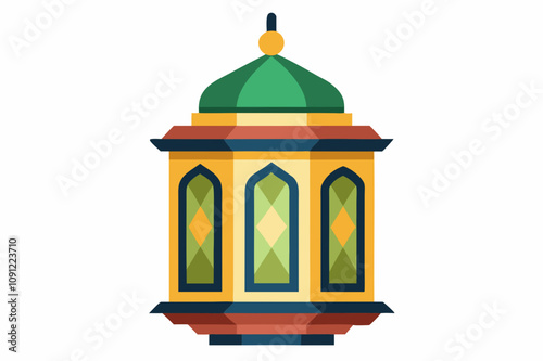 Ornate Islamic Lantern on White Background