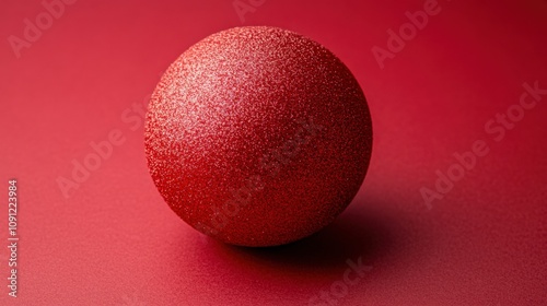 Sparkling Red Glitter Ball on a Vibrant Red Background