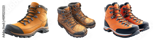 Hiking Boots Collection on Transparent Background