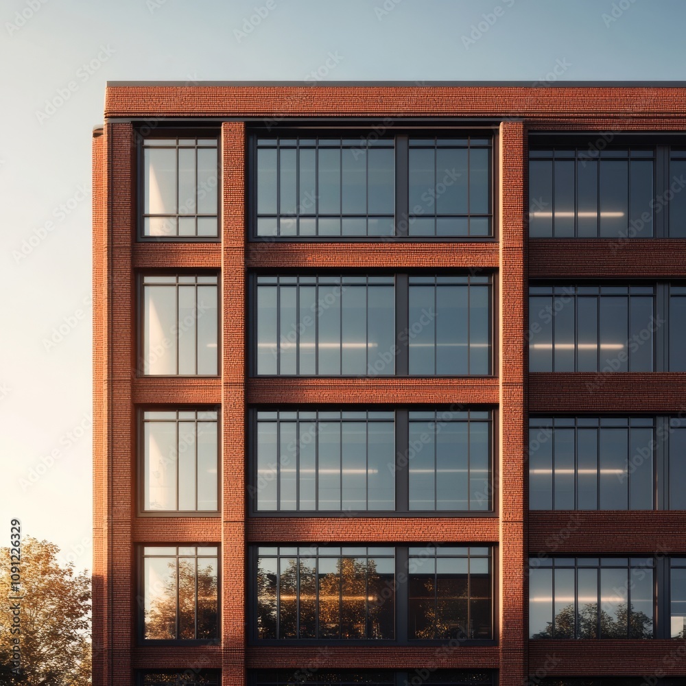 Fototapeta premium Brick office under golden rays
